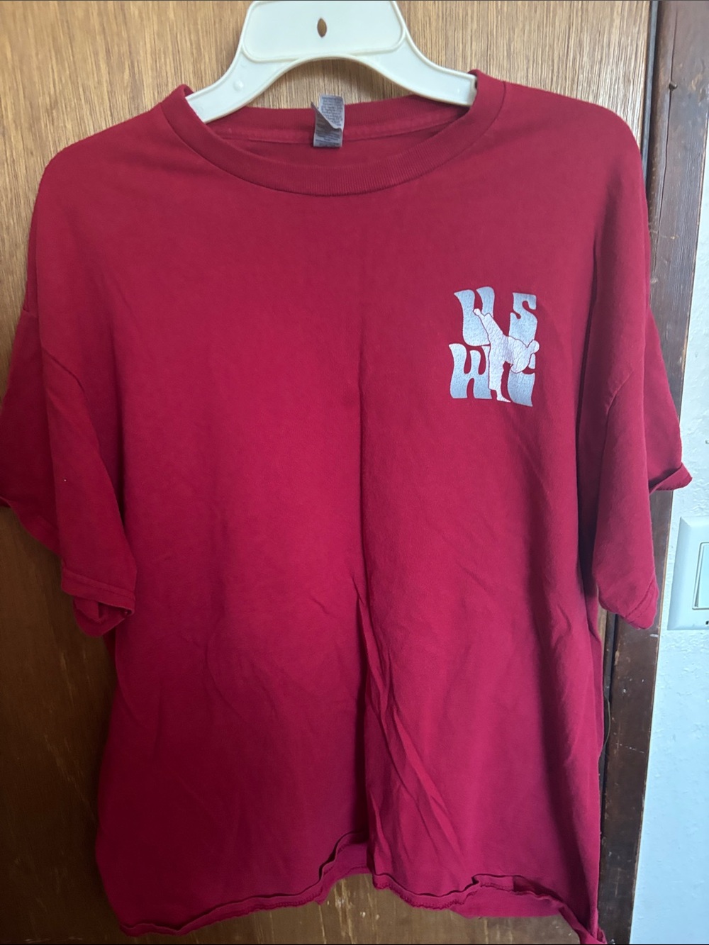 Gildan Red Short-Sleeve Crewneck Tee with White Chest Graphic